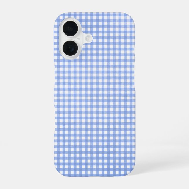 Funda Para iPhone 16 Patrón de Gingham azul y blanco (Reverso )