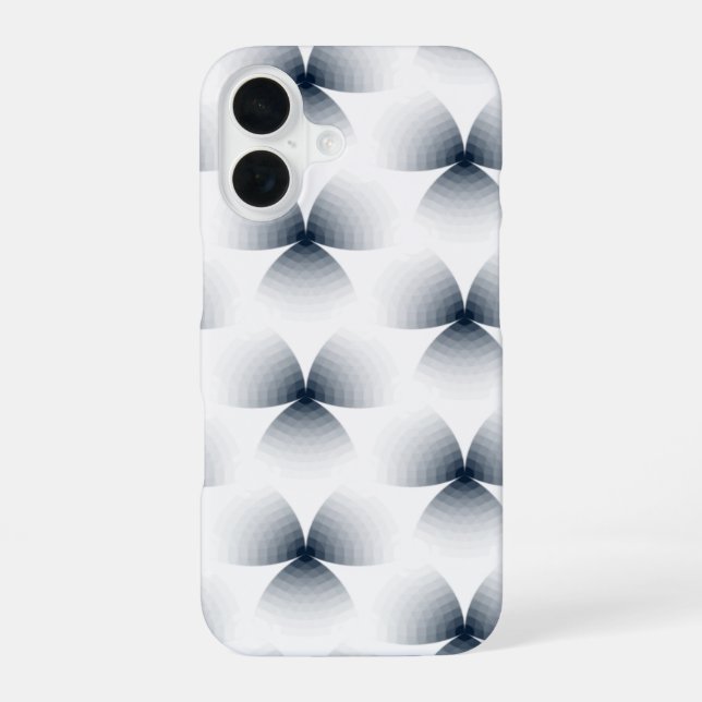 Funda Para iPhone 16 Patrón de gradiente de ilusión geométrica monocrom (Reverso )
