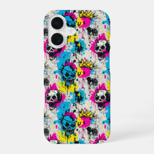 Funda Para iPhone 16 Patrón de grafiti con colores neón y grunge urbano