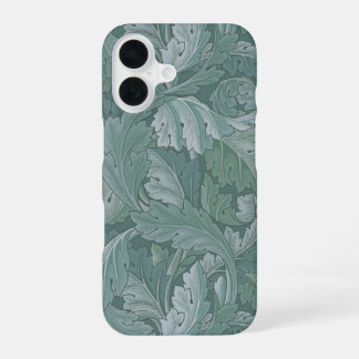 Funda Para iPhone 16 Patrón de hoja de acanto azul turquesa de William