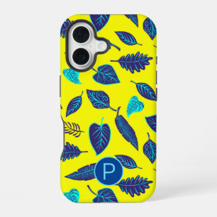 Funda Para iPhone 16 Patrón de hoja tropical de color amarillo brillant