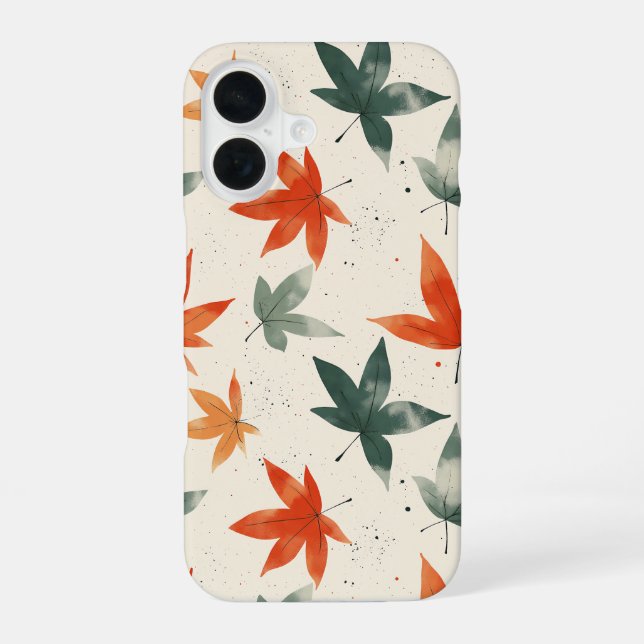 Funda Para iPhone 16 Patrón de Hojas de Otoño (Reverso )