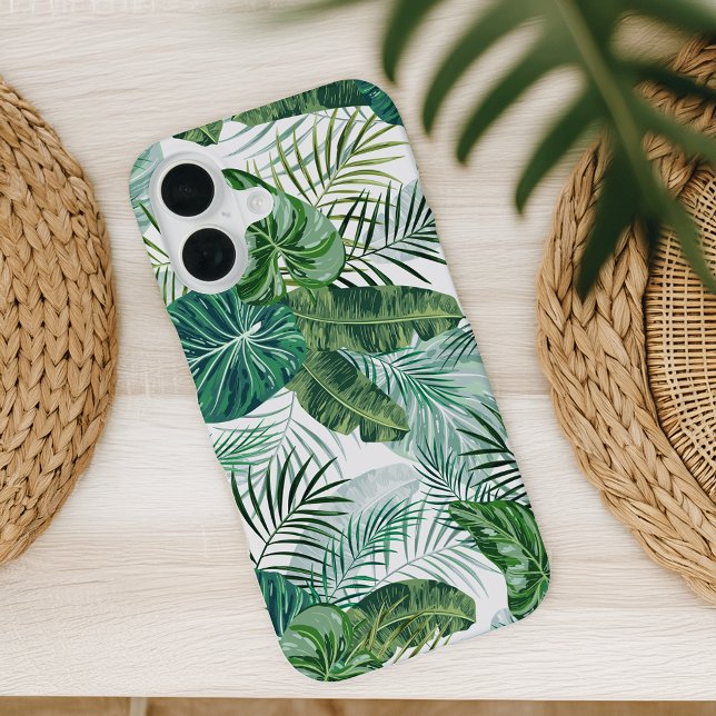 Funda Para iPhone 16 Patrón de hojas tropicales de palmeras botánicas (Subido por el creador)