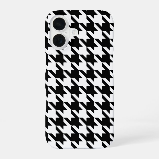 Funda Para iPhone 16 Patrón de Houndstap blanco negro (Reverso )
