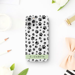 Funda Para iPhone 16 Patrón de Huellas, Huellas de Perro, Negro y Blanc