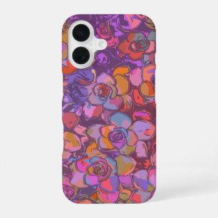 Funda Para iPhone 16 Patrón de Ilustracion de flores botánicas en morad