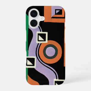 Funda Para iPhone 16 Patrón de ilustración vintage Art Deco Jazz Pochoi