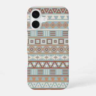 Funda Para iPhone 16 Patrón de influencia azteca azul crema terracotas