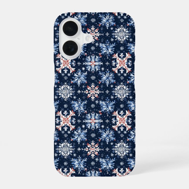 Funda Para iPhone 16 Patrón de invierno azul (Reverso )