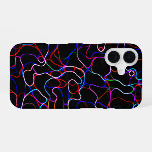 Funda Para iPhone 16 Patrón de línea de curva multicolor neón -GUAY