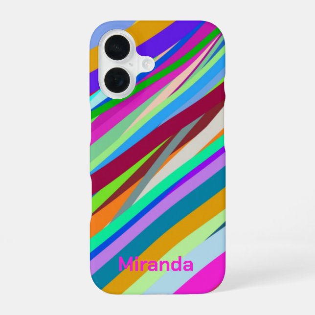 Funda Para iPhone 16 Patrón de línea diagonal multicolor (Reverso )