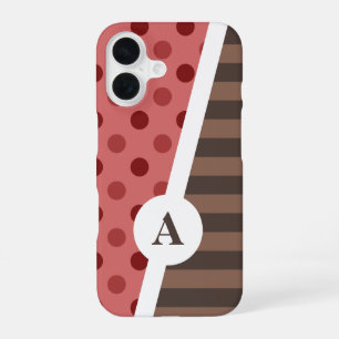 Funda Para iPhone 16 Patrón de lunares y rayas de chocolate y fresa