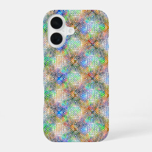 Funda Para iPhone 16 Patrón de Mandala Blanco sobre Tonos de Joyas Colo