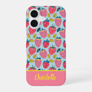 Funda Para iPhone 16 Patrón de manzana con nombre personalizado
