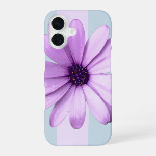 Funda Para iPhone 16 patrón de margarita rayada azul y morado