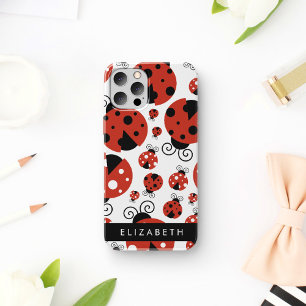 Funda Para iPhone 16 Patrón De Mariquitas, Mariquitas Rojas, Tu Nombre