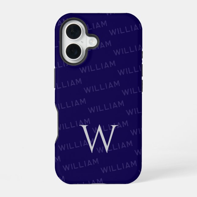 Funda Para iPhone 16 Patrón de monograma tipografía simple (Reverso )