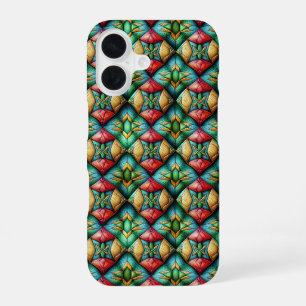 Funda Para iPhone 16 Patrón de mosaico geométrico colorido inspirado en