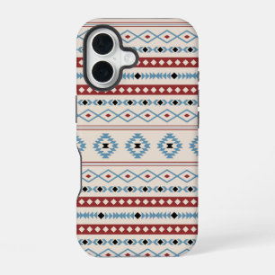 Funda Para iPhone 16 Patrón de Motivos Mixtos Azul Rojo Negro Crema Azt