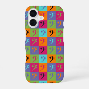Funda Para iPhone 16 Patrón de música de clave de fa naranja rosa púrpu