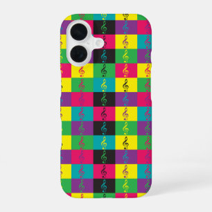 Funda Para iPhone 16 Patrón de música de clave de sol brillante