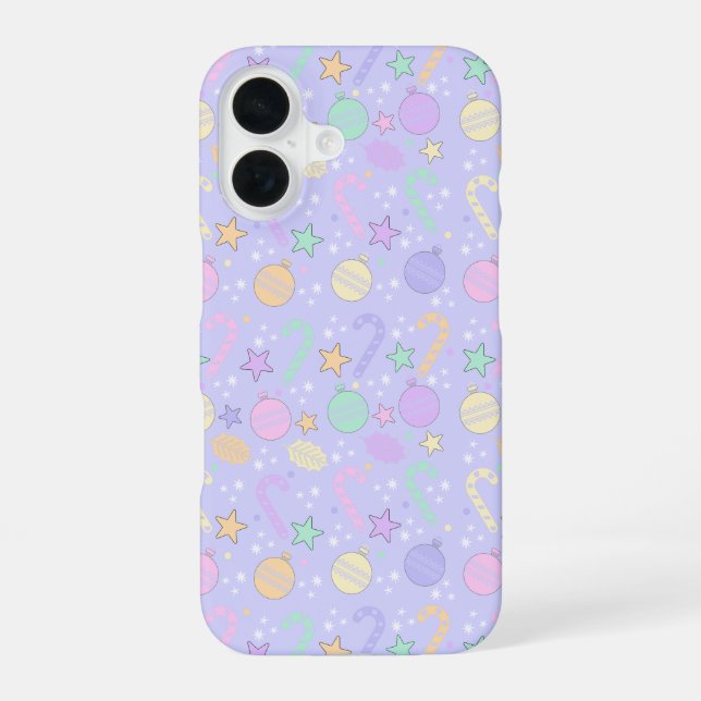 Funda Para iPhone 16 Patrón de Navidad Pastel (Reverso )