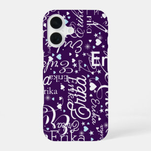 Funda Para iPhone 16 Patrón de nombre de tipografía de caligrafía de go