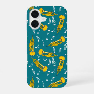 Funda Para iPhone 16 Patrón de notas de la música de Trump