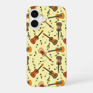 Funda Para iPhone 16 Patrón de notas de música guitarra