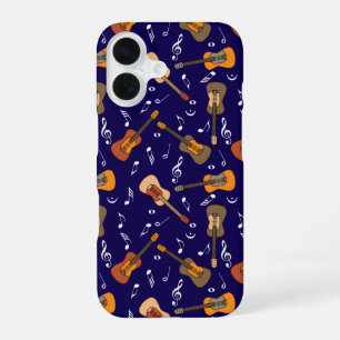 Funda Para iPhone 16 Patrón de notas de música guitarra