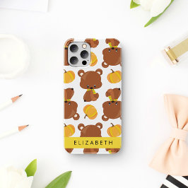 Funda Para iPhone 16 Patrón de osos, Osos lindos, Calabaza, Tu nombre
