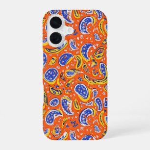 Funda Para iPhone 16 Patrón de paisley naranja abstracto