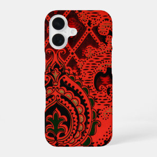 Funda Para iPhone 16 Patrón de papel pintado de tela decorativa vintage