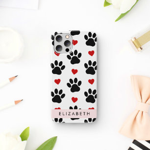 Funda Para iPhone 16 Patrón De Patas, Patas Negras, Corazones Rojos, Tu