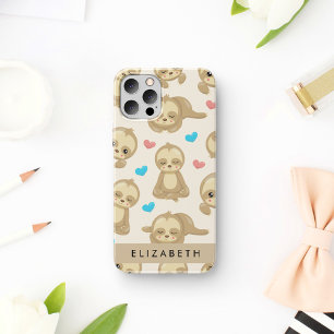 Funda Para iPhone 16 Patrón de Perezosos, Perezosos Lindos, Corazones, 