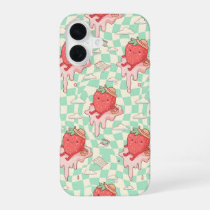Funda Para iPhone 16 Patrón de picnic de fresa Kawaii