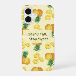 Funda Para iPhone 16 Patrón de piña 'Mantén la cabeza alta, mantén la d