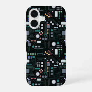 Funda Para iPhone 16 Patrón de placa base de computadora para decoració