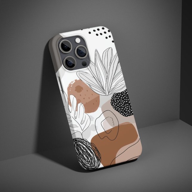 Funda Para iPhone 16 Patrón de planta de abstracto neutro Boho Aesal mí (Subido por el creador)