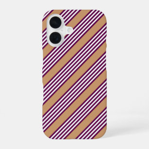 Funda Para iPhone 16 Patrón de plumas y cinco rayas blancas con broncea