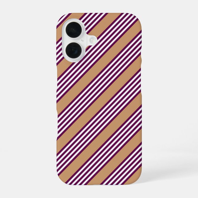 Funda Para iPhone 16 Patrón de plumas y cinco rayas blancas con broncea (Reverso )