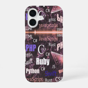 Funda Para iPhone 16 Patrón de programador rosa