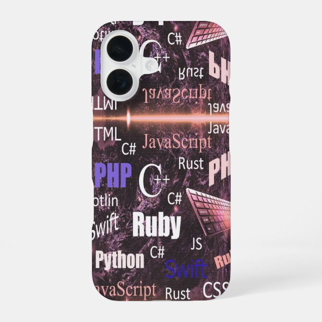 Funda Para iPhone 16 Patrón de programador rosa (Reverso )