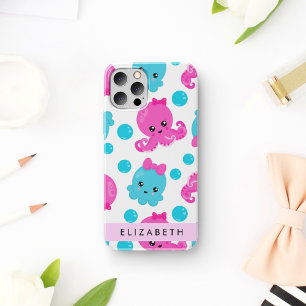 Funda Para iPhone 16 Patrón de Pulpo, Pulpo Adorable, Mar, Tu Nombre