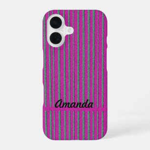 Funda Para iPhone 16 Patrón de rayas modernas singulares de color rosa