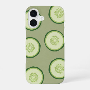 Funda Para iPhone 16 Patrón de rebanada de pepino vintage