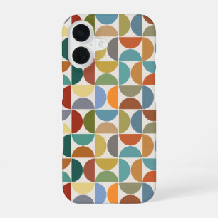 Funda Para iPhone 16 Patrón de semicírculos MCM en color sobre crema