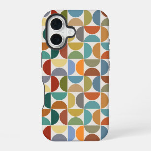 Funda Para iPhone 16 Patrón de semicírculos MCM en color sobre crema