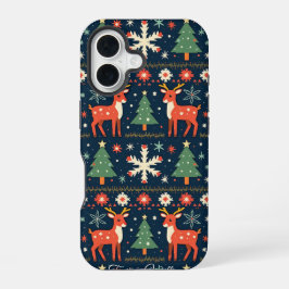 Funda Para iPhone 16 Patrón de suéter de Navidades feos