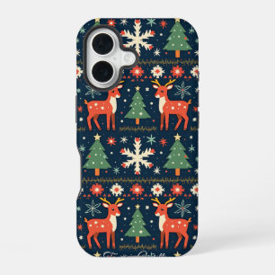 Funda Para iPhone 16 Patrón de suéter de Navidades feos